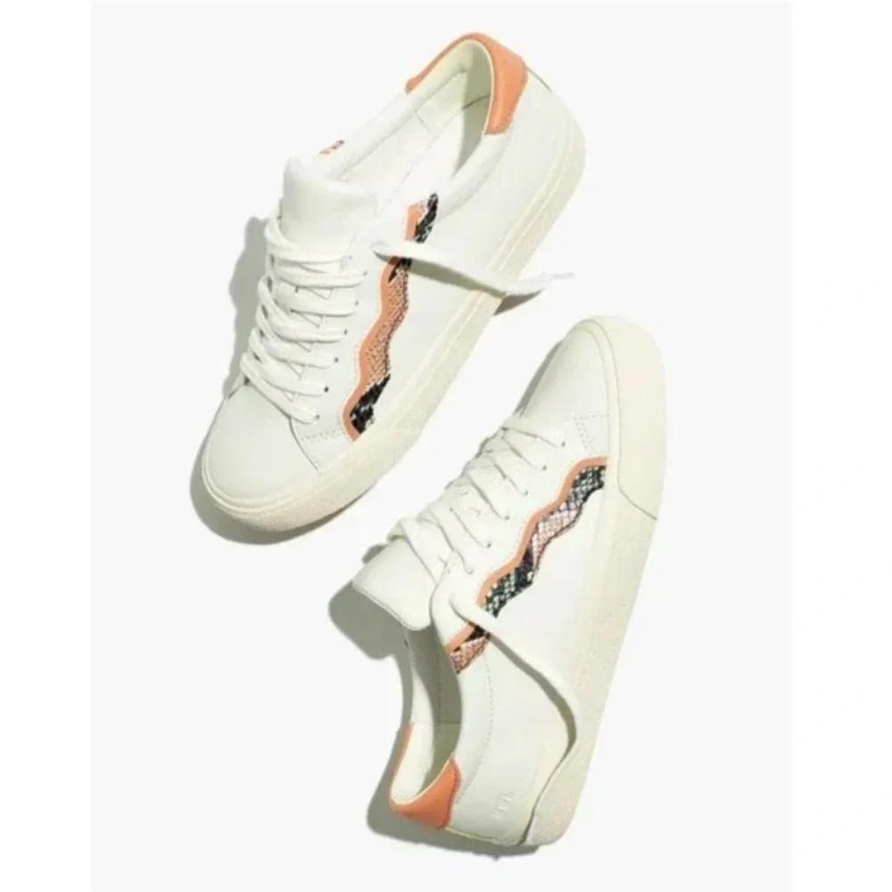 Madewell Sidewalk Low-Top Sneakers Snake Embossed Leather Wave Edition MC693 9M - Picture 1 of 9